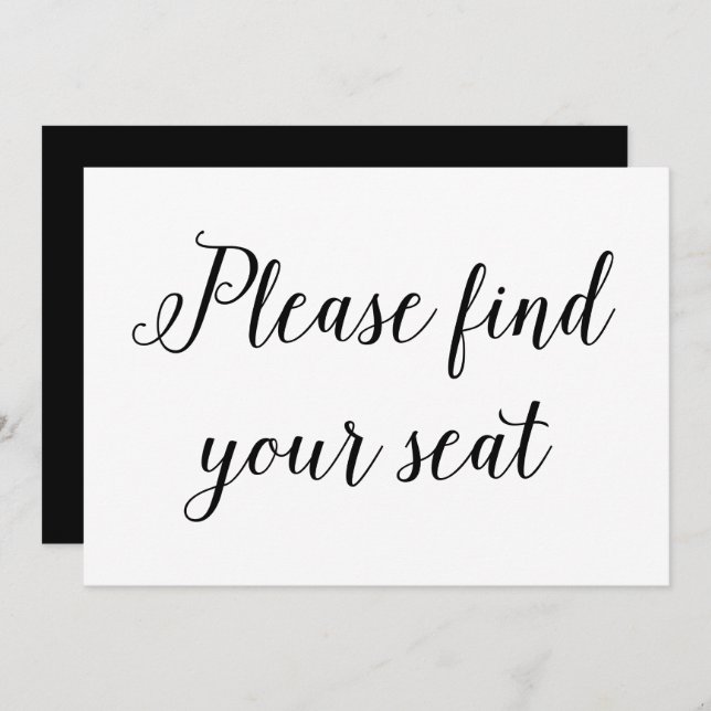 Elegant Calligraphy Wedding Please Find Your Seat Invitation (Front/Back)