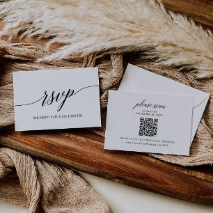 Elegant Calligraphy Wedding QR Code RSVP Card