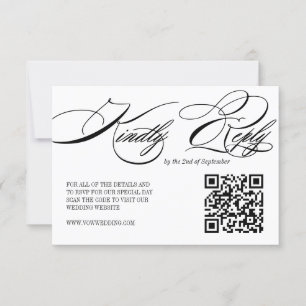 Elegant Calligraphy Wedding QR Code RSVP card