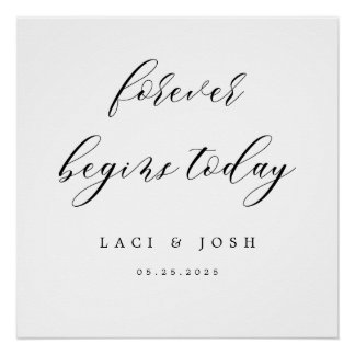 Elegant Calligraphy Wedding Quote Backdrop Banner  Poster