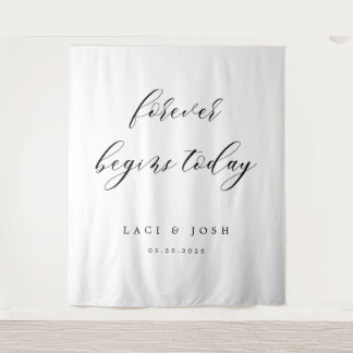 Elegant Calligraphy Wedding Quote Backdrop Banner  Tapestry