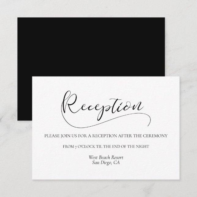 Elegant calligraphy wedding reception card (Front/Back)