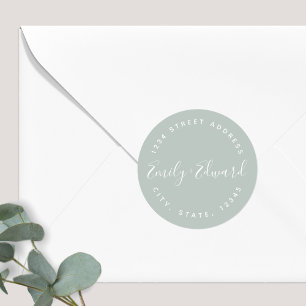 Elegant Calligraphy Wedding Return Address Classic Round Sticker