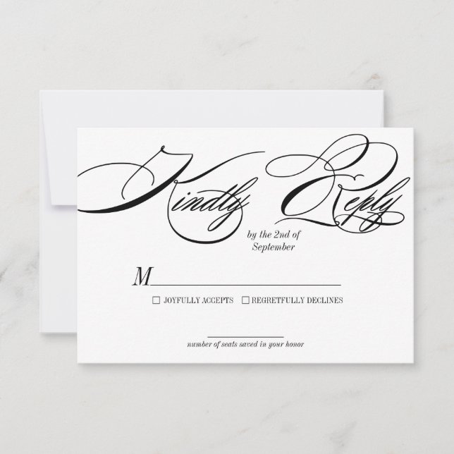 Elegant Calligraphy Wedding RSVP card (Front)