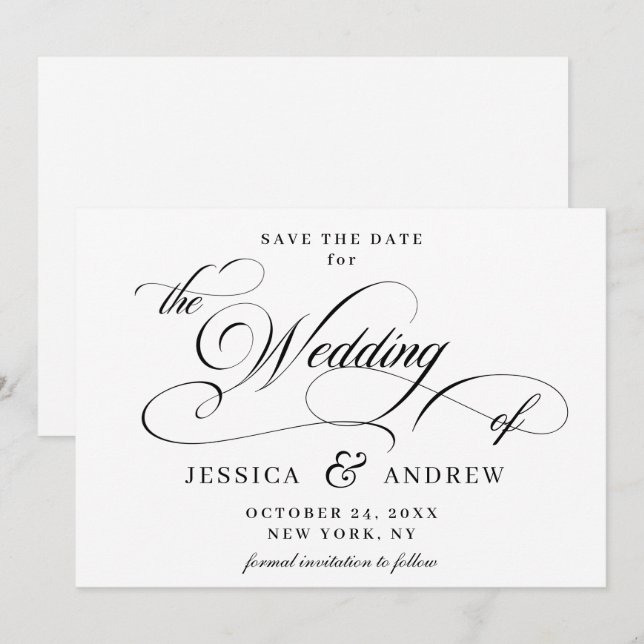 Elegant Calligraphy Wedding Save the Date (Front/Back)