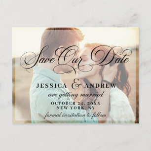 Elegant Calligraphy Wedding Save the Date PHOTO Announcement Postcard