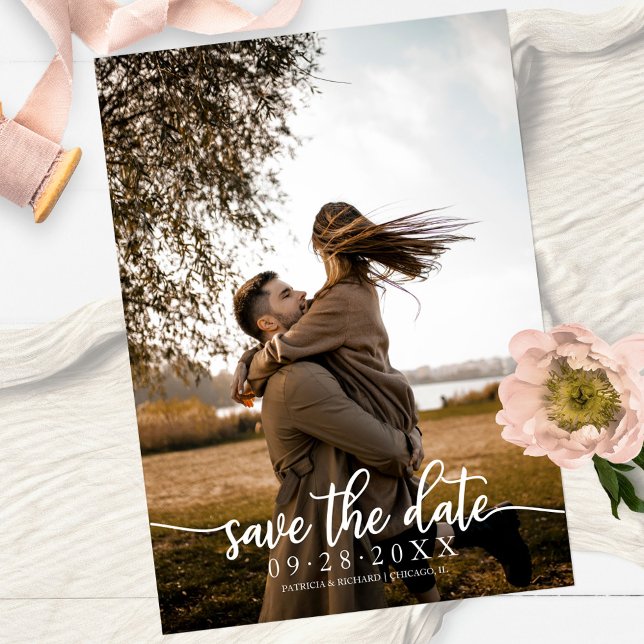Elegant Calligraphy Wedding Save The Date Photo Invitation (Creator Uploaded)