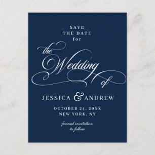 Elegant Calligraphy Wedding Save the Date Postcard