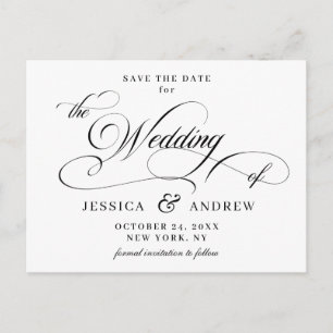 Elegant Calligraphy Wedding Save the Date Postcard