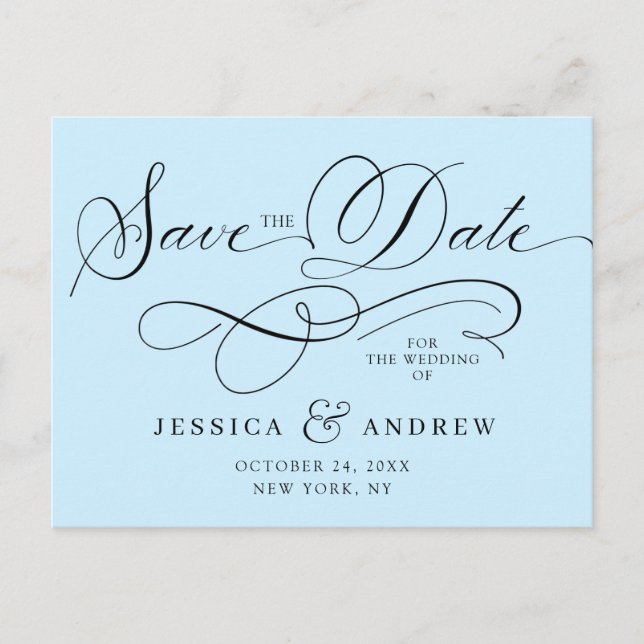 Elegant Calligraphy Wedding Save the Date Postcard (Front)