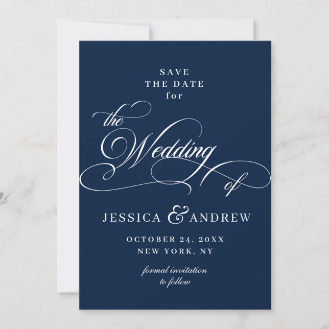 Elegant Calligraphy Wedding Simple Save the Date (Front)