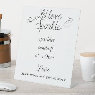 Elegant Calligraphy Wedding Sparkler Send-Off Pedestal Sign