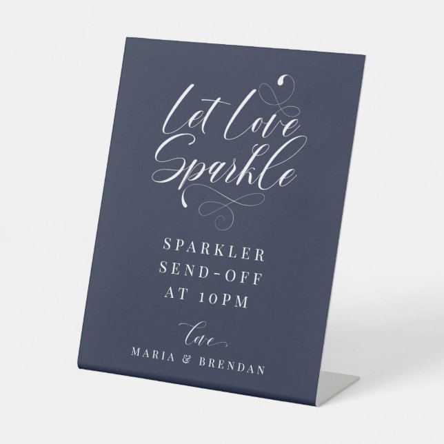 Elegant Calligraphy Wedding Sparkler Send-off Pedestal Sign (Front)