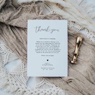 Elegant Calligraphy Wedding Table Thank You Note Card