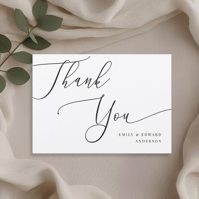 Elegant Calligraphy Wedding Thank You Card (Creator Uploaded)