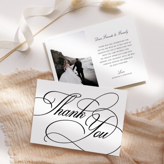 Elegant Calligraphy Wedding Thank You Card (Creator Uploaded)