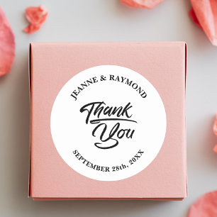 Elegant Calligraphy Wedding Thank You Favour Classic Round Sticker