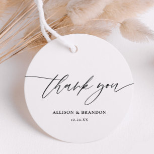 Elegant  Calligraphy Wedding Thank You Favour Tags