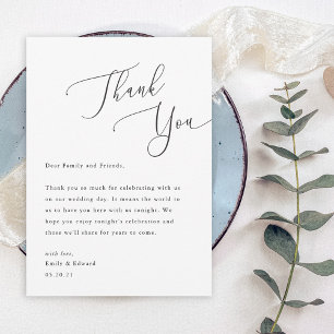 Elegant Calligraphy Wedding Thank You Note Card