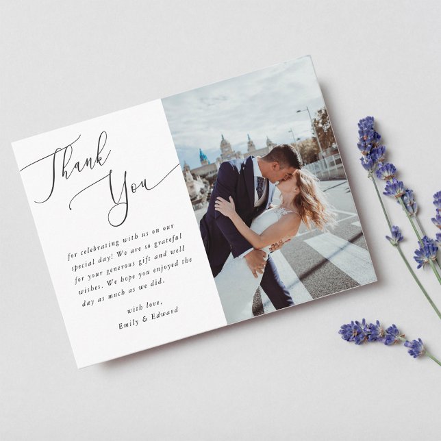 Elegant Calligraphy Wedding Thank You Postcard (Creator Uploaded)