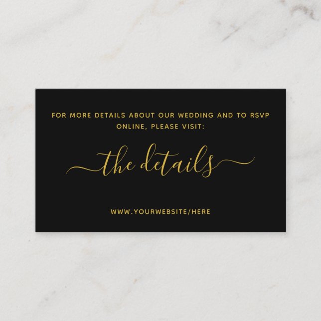 Elegant Calligraphy Wedding Website  Enclosure Car Card (Front)