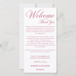Elegant Calligraphy Wedding Welcome Thank You Note Card