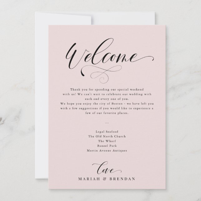 Elegant Calligraphy Welcome Wedding Itinerary Invi Invitation (Front)