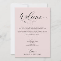 Elegant Calligraphy Welcome Wedding Itinerary Invi