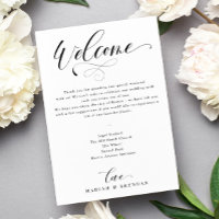 Elegant Calligraphy Welcome Wedding Itinerary