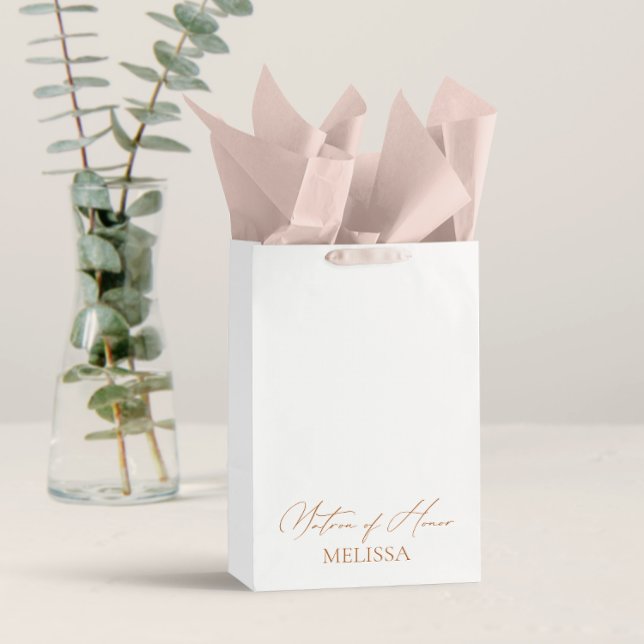Elegant Calligraphy White Matron of Honour Favours Medium Gift Bag (Creator Uploaded)