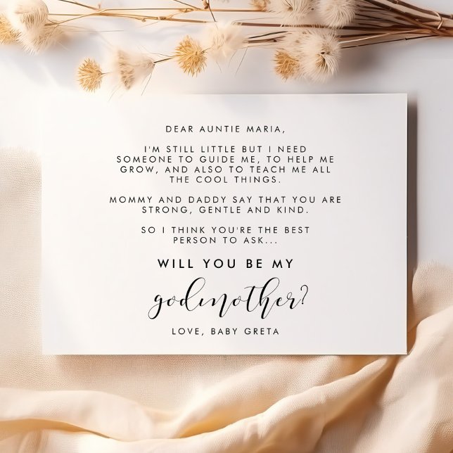 Elegant calligraphy Will you be my Godmother card (Creator Uploaded)
