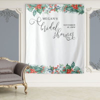 Elegant Calligraphy Winter Holly Bridal Shower