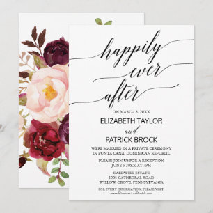 Elegant Calligraphy with Floral Backing Elopement Invitation
