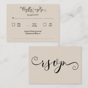 Elegant Calligrapy Script Traditional Wedding RSVP Enclosure Card