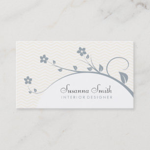 Elegant calling card with flowers and chevrón
