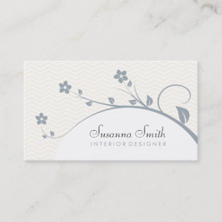 Elegant calling card with flowers and chevrón