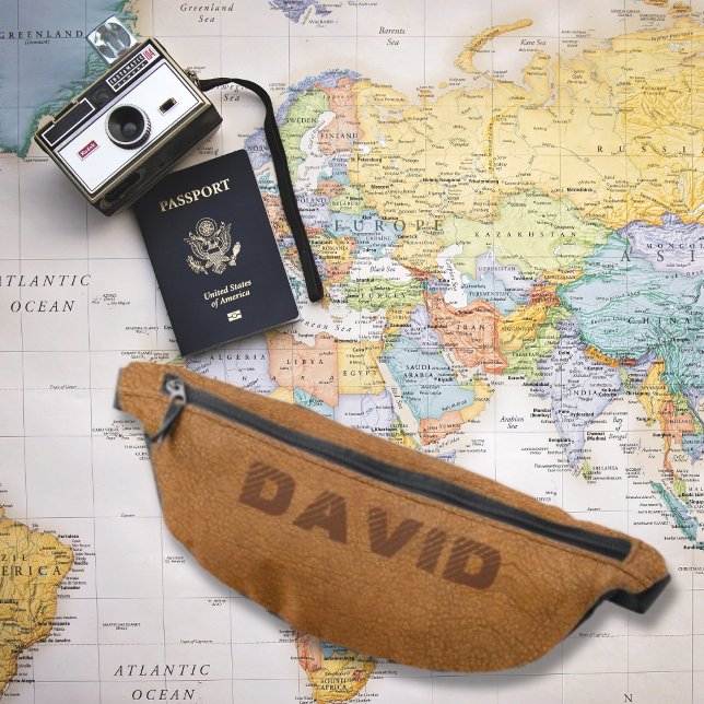 Elegant Camel Brown Faux Leather Personalised Bum Bags (Creator Uploaded)