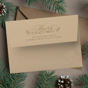 Elegant Camel Gold Christmas Return Address  Envelope