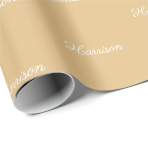 Elegant camel script custom name birthday wrapping paper
