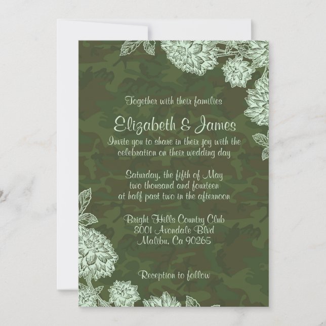 Elegant Camo Wedding Invitations (Front)