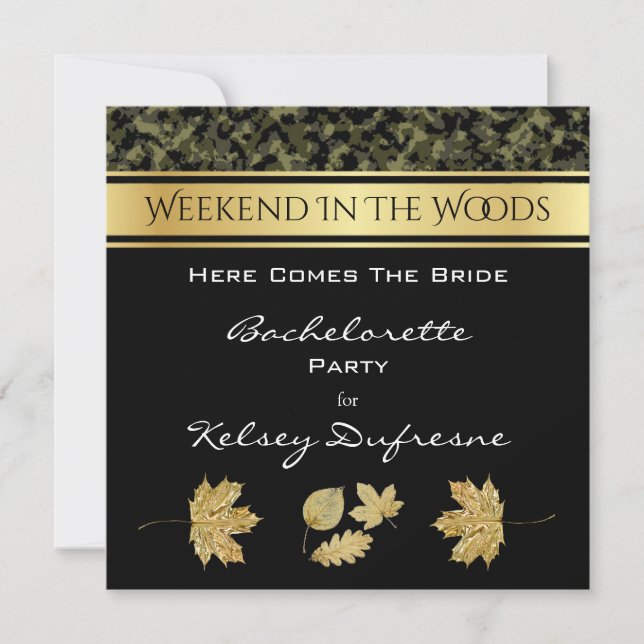 Elegant Camouflage Bachelorette Weekend Invitation (Front)
