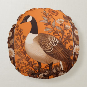 Elegant Canadian Goose William Morris Inspired Round Cushion
