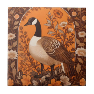 Elegant Canadian Goose William Morris Inspired Tile