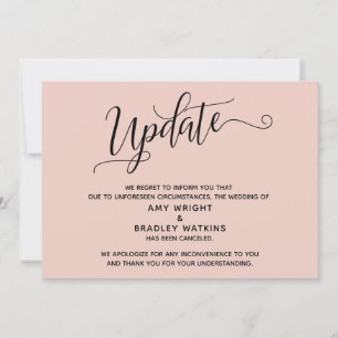 Elegant Cancelled Wedding Blush Pink Announcement