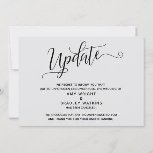 Elegant Cancelled Wedding Light Grey Announcement