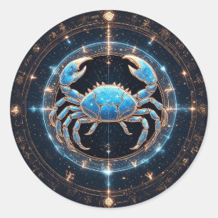 Elegant Cancer zodiac sign, classic astrology Round Sticker