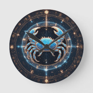 Elegant Cancer Zodiac Sign Round Clock