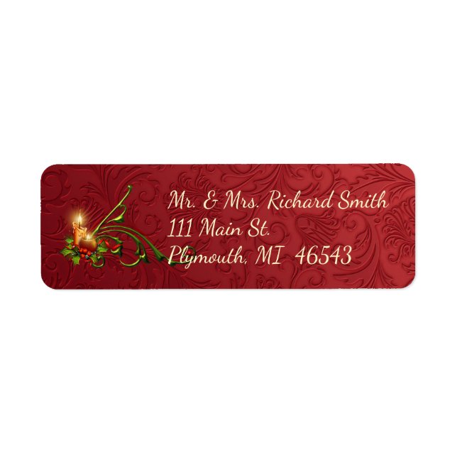 Elegant Candle Christmas Address Label (Front)