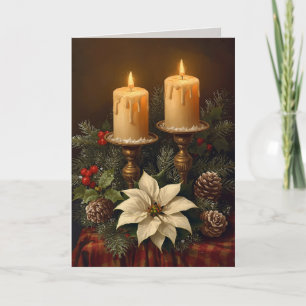 Elegant candle Christmas holly pine warm festive  Card