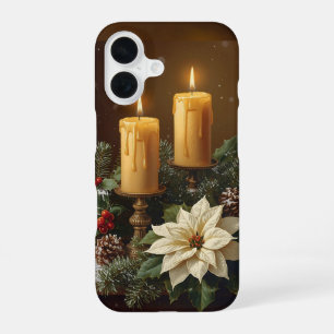 Elegant candle Christmas holly pine warm festive iPhone 16 Case